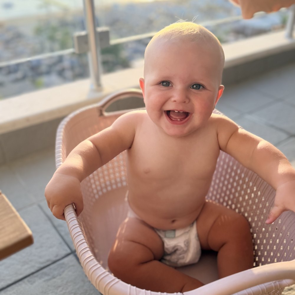 Hudson smiling on the island